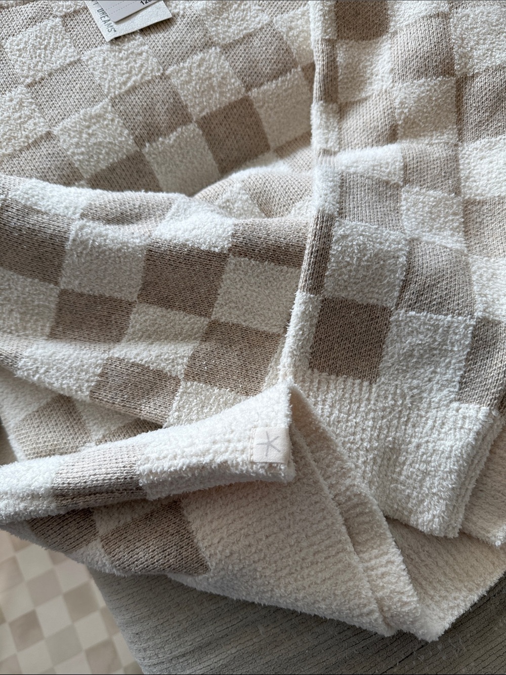 Barefoot Dreams Cozy Cotton Checkered Pullover NWT XL - Picture 8 of 10